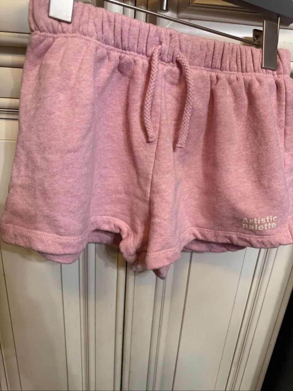 Zara Girls Fleece Artistic Palette Elastic Drawstring Sweat Shorts Pink Sz 13-14